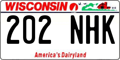 WI license plate 202NHK