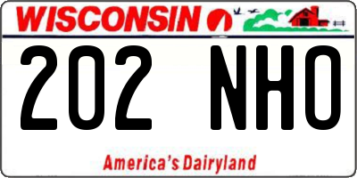 WI license plate 202NHO