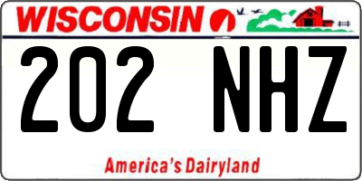 WI license plate 202NHZ