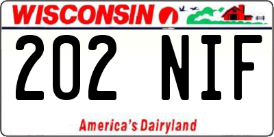 WI license plate 202NIF