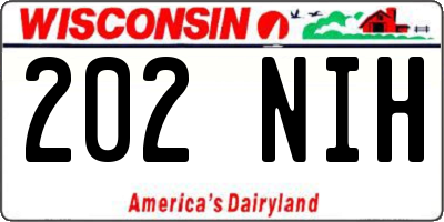 WI license plate 202NIH
