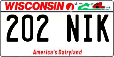 WI license plate 202NIK