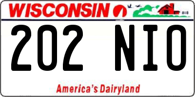 WI license plate 202NIO