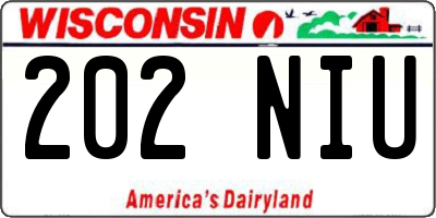 WI license plate 202NIU