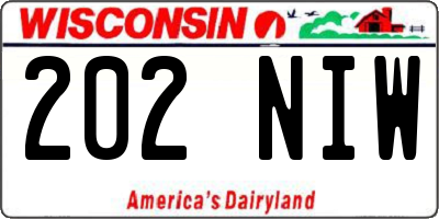 WI license plate 202NIW