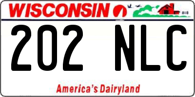 WI license plate 202NLC