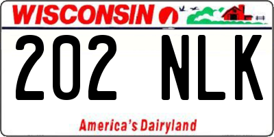 WI license plate 202NLK