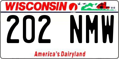 WI license plate 202NMW