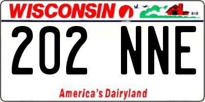 WI license plate 202NNE