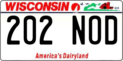 WI license plate 202NOD