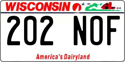 WI license plate 202NOF