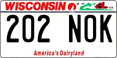WI license plate 202NOK