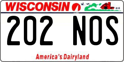 WI license plate 202NOS