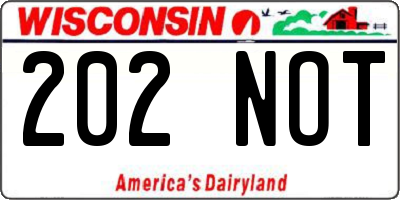 WI license plate 202NOT