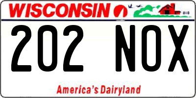 WI license plate 202NOX