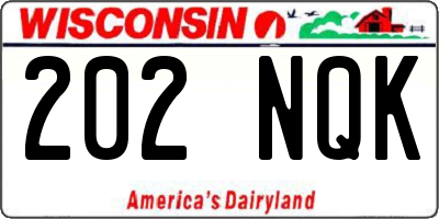 WI license plate 202NQK