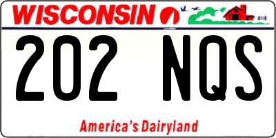WI license plate 202NQS