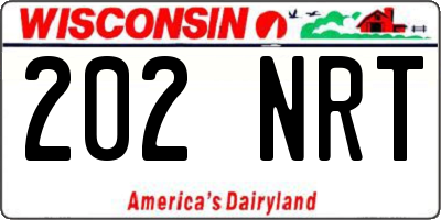WI license plate 202NRT