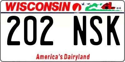 WI license plate 202NSK