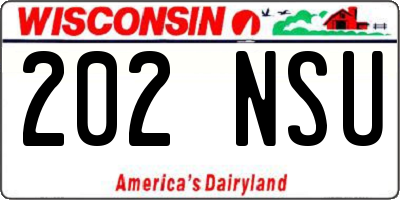 WI license plate 202NSU