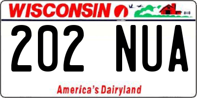 WI license plate 202NUA
