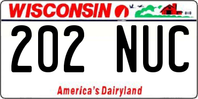 WI license plate 202NUC