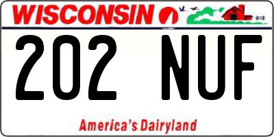 WI license plate 202NUF