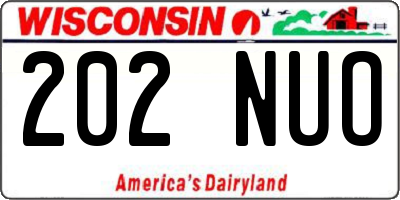 WI license plate 202NUO