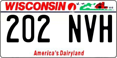 WI license plate 202NVH