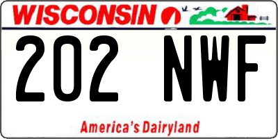 WI license plate 202NWF