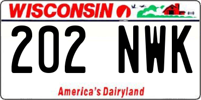 WI license plate 202NWK