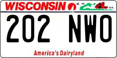 WI license plate 202NWO
