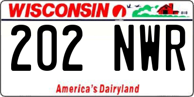 WI license plate 202NWR