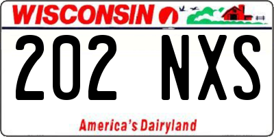 WI license plate 202NXS