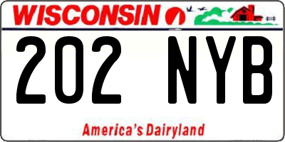 WI license plate 202NYB