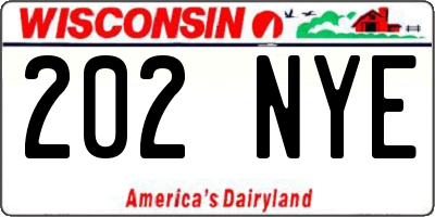 WI license plate 202NYE