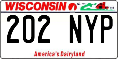 WI license plate 202NYP