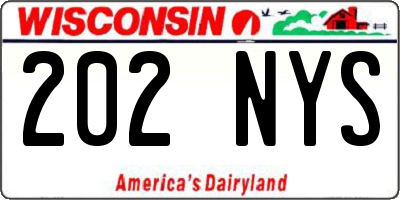 WI license plate 202NYS