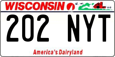WI license plate 202NYT