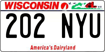 WI license plate 202NYU