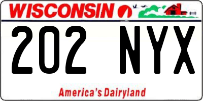 WI license plate 202NYX