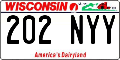 WI license plate 202NYY