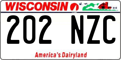 WI license plate 202NZC