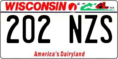 WI license plate 202NZS