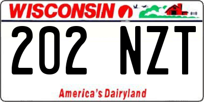 WI license plate 202NZT