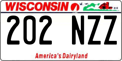 WI license plate 202NZZ
