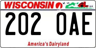 WI license plate 202OAE