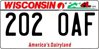 WI license plate 202OAF