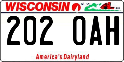 WI license plate 202OAH