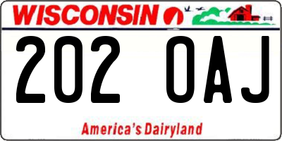 WI license plate 202OAJ